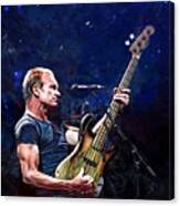 Sting With Bass Guitar Action Portrait Canvas Print