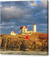 Storm Hour At Cape Neddick Nubble Lighthouse Canvas Print