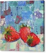 Strawberries On Blue Canvas Print