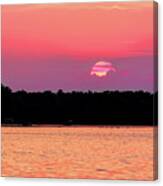 Striped Setting Sun Over Water Canvas Print