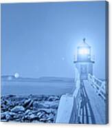 Stylized Classic Blue Hour Marshall Point Lighthouse Maine Canvas Print