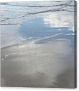 Subtle Waves And Reflection In The Wet Sand Canvas Print