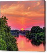 Sun Hanging Over The Rib River Canvas Print