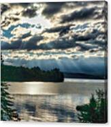 Sun Rays And Storm Clouds Over Rangeley Maine Canvas Print