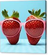 Sunglasses Summer Wearing Strawberry Red Fresh Sunglasses Fruit Sunny Shades Holiday Vacation Beach Relax Travel Cool Tropical Fun Exotic Trendy Unusual Fashionable Sun Hot Maker Tour Tourism Canvas Print