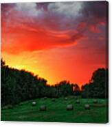 Sunrise And Bales Canvas Print