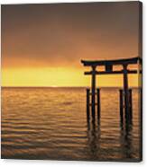 Sunrise At Lake Biwa, Japan Canvas Print