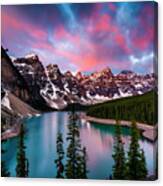 Sunrise At The Valley Of The Ten Peaks Canvas Print