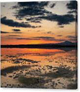 Sunset And Reflections At The Lake Canvas Print