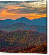 Sunset At Baldface Mountain Overlook Canvas Print