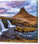 Sunset At Kirkjufell Canvas Print