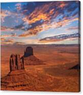 Sunset At Monument Valley Canvas Print