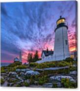 Sunset At Pemaquid Point Lighthouse Canvas Print