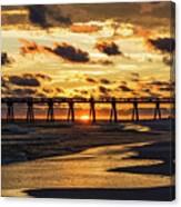 Sunset At The Pensacola Beach Fishing Pier Canvas Print