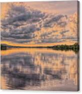 Sunset Cumulus Clouds Over Lake Wausau Canvas Print