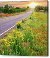 Sunset Down A Country Road Canvas Print