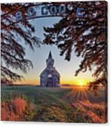 Sunset On The Big Coulee Church - Abandoned Rural Nd Lutheran Church Canvas Print