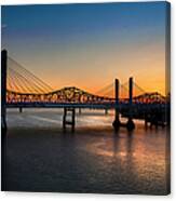 Sunset Over The Ohio River At Louisville Canvas Print