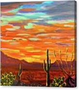 Sunset Over The Tucson Mountains And Wasson Peak Canvas Print
