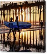 Sunset Silhouette At Oceanside Pier Canvas Print