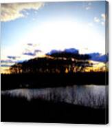 Sunset Silhouette On Prairie Lake Canvas Print
