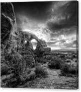 Sunset Through Turret Arch Black And White Canvas Print