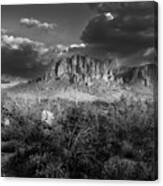 Superstition Mountains Black And White Canvas Print