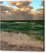 Surf, Sunrays And Clouds Canvas Print