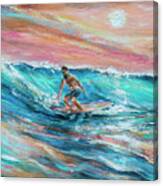 Surfer At Dawn Canvas Print