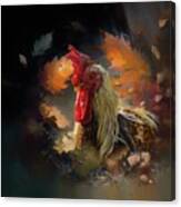 Swedish Flower Rooster Canvas Print