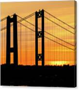Tacoma Narrows Bridges Fiery Sunset Canvas Print