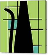 Tall Mondrian Cat On Green Canvas Print