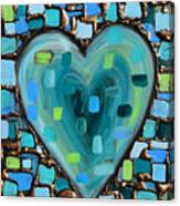 Teal Mosaic Heart Canvas Print