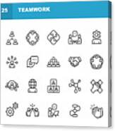 Teamwork Line Icons. Editable Stroke. Pixel Perfect. For Mobile and Web. Contains such icons as Business Meeting, Cooperation, Applause, High Five, Leadership. Canvas Print