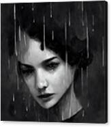 Tears In The Rain 01 Woman Portrait Black And White Canvas Print