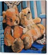 Teddy Bears In A Rocking Chair Canvas Print