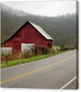 Tennessee Road Trip - Foggy Morning With Roadside Barn Canvas Print
