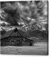 Teton Barn Under The Sky Canvas Print