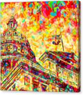 Texas State Capitol In Austin - Colorful Painting Canvas Print
