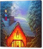 The Christmas Cottage Greeting Canvas Print
