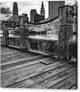 The Cleveland Skyline From Heritage Park - Black And White Canvas Print