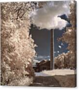 The Cloud Factory - Smokestack At Iki Plant In Stoughton Wisconsin In Infrared Canvas Print