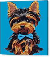 The Cutest Crafted Yorkie Dog Design With Blue Ribbon Bow Tie Canvas Print