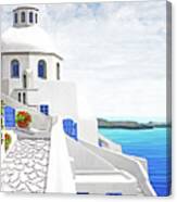 The Face Of Santorini-print Of Painting-wider View Canvas Print