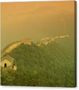 The Great Wall Of China With A Warm Yellow Sky Canvas Print
