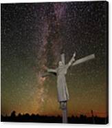 The Heavens Declare -  Jesus With Raised Arms On Cross In Front Of Milky Way Canvas Print