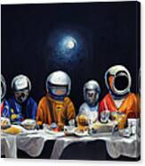 The Last Supper 01 Astronauts Eating Their Food Canvas Print