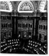 The Library Of Congress Bw Canvas Print