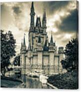 The Magic Kingdom Castle In Sepia - Orlando Florida Canvas Print