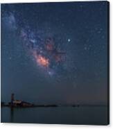 The Milky Way Over A Shipwreck Canvas Print
